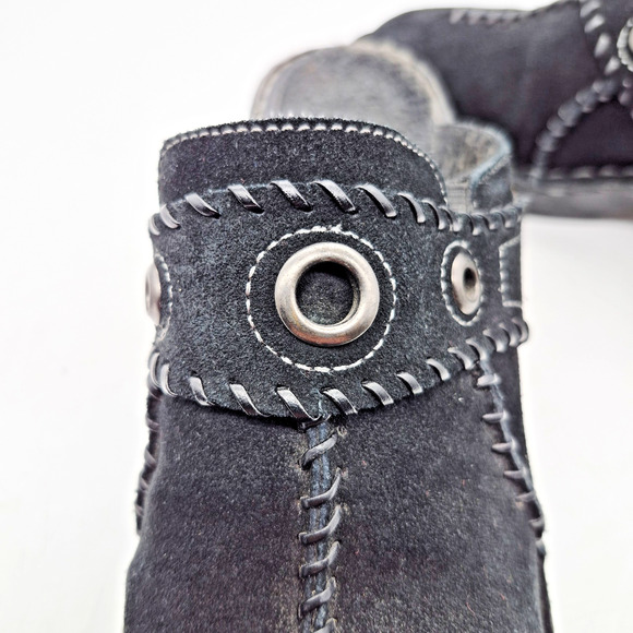 Bjorndal Women's Clogs Shoes Wedge Mules Sygma Black Leather Platform Size 7 M - Picture 6 of 10